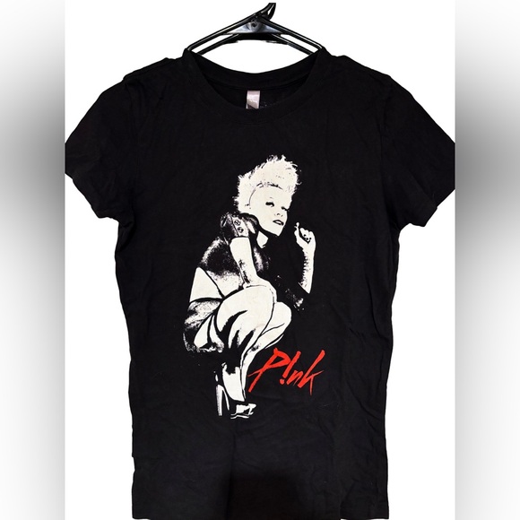 Tops - Black Graphic Tee with Red Accents